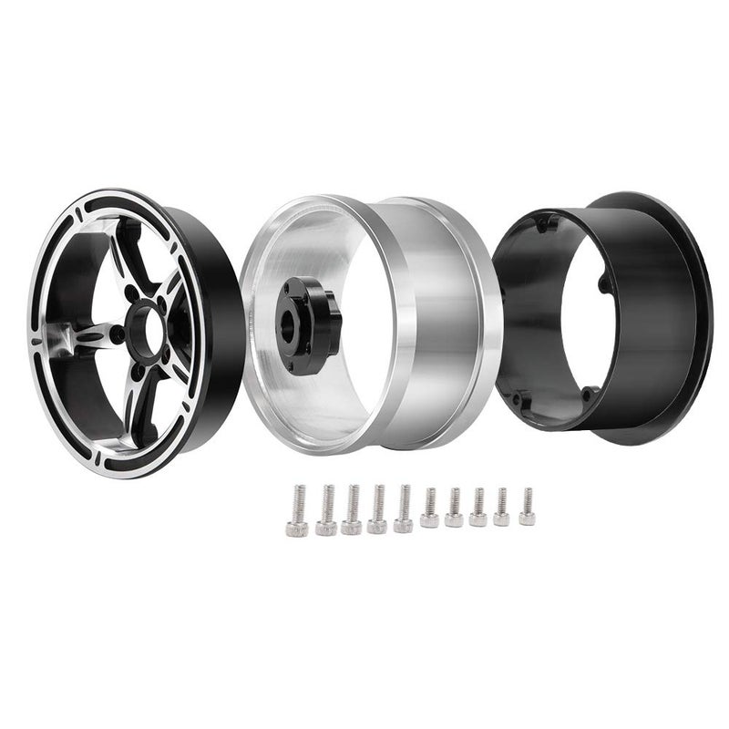 MOHERO 2.2" Beadlock Wheels Rims for 1/10 Scale RC Crawler Car Axial Wraith TRX-4 D90 Pack of 4 (Silver+Black) - Image 4
